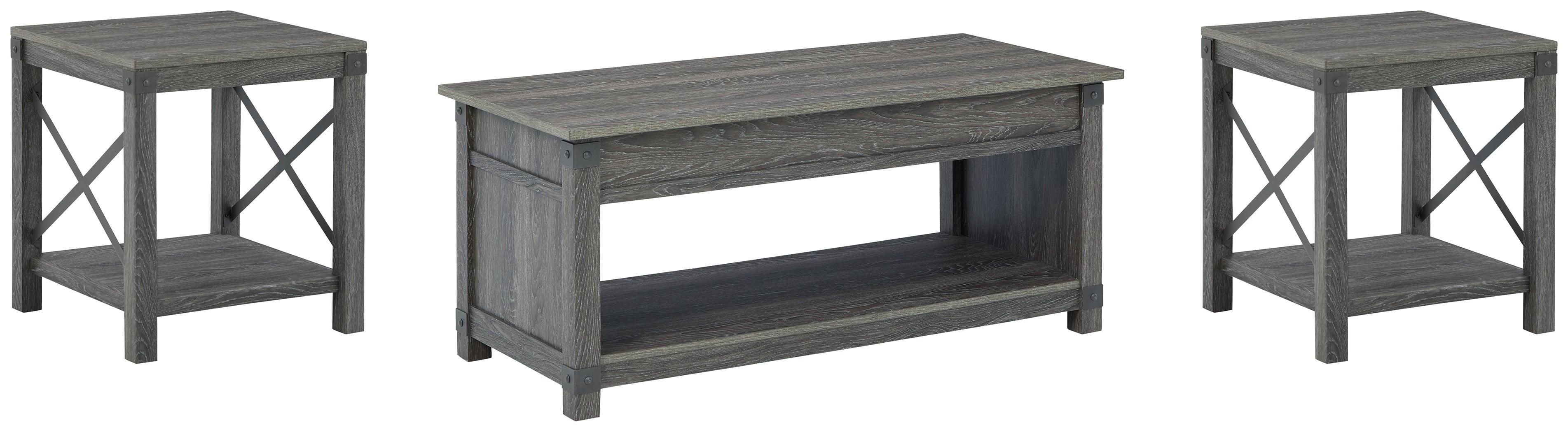 Freedan Grayish Brown Coffee Table With 2 End Tables - Image 2