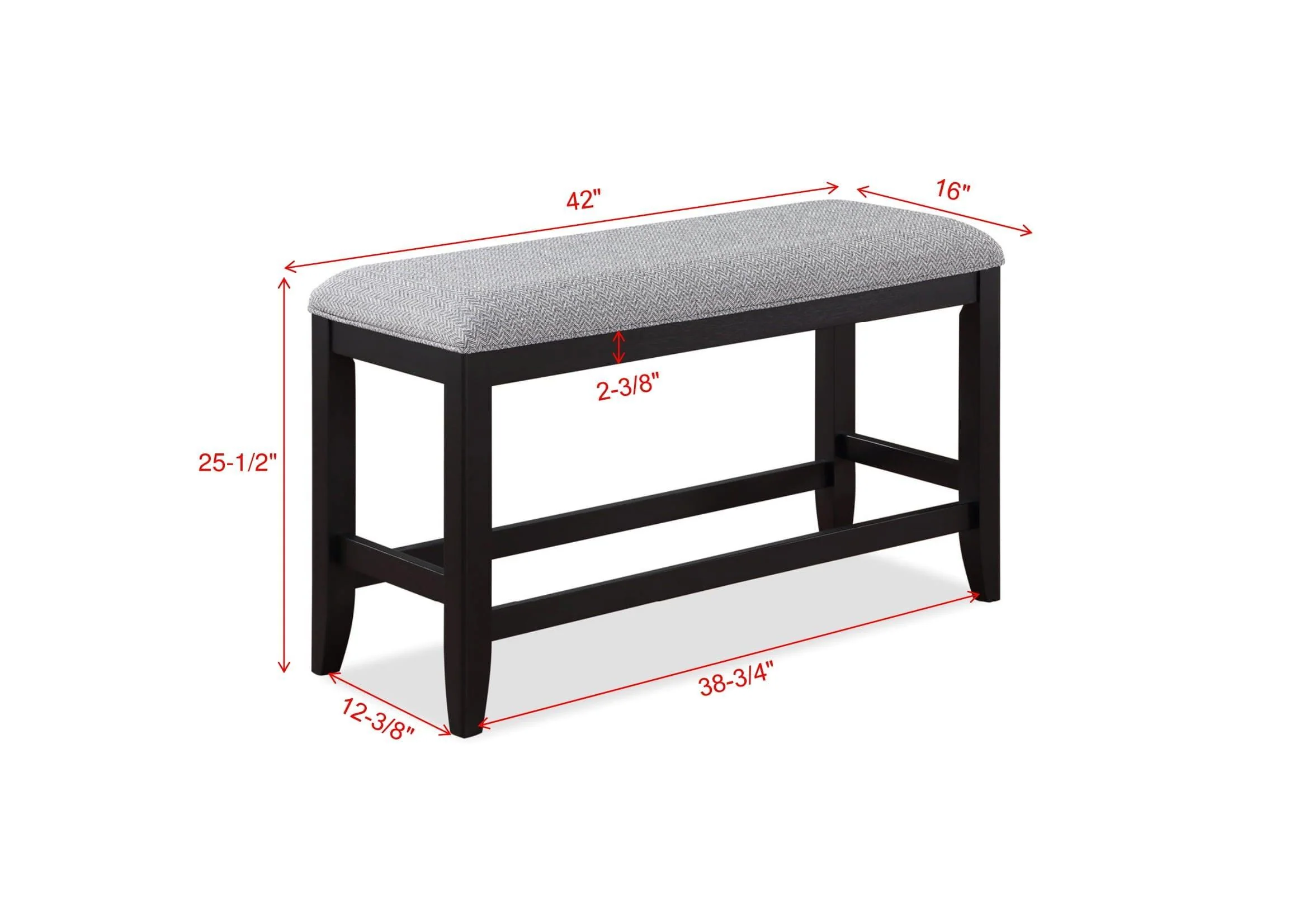 Frey Black Gray Fabric Rectangular Counter Height Set - Image 3