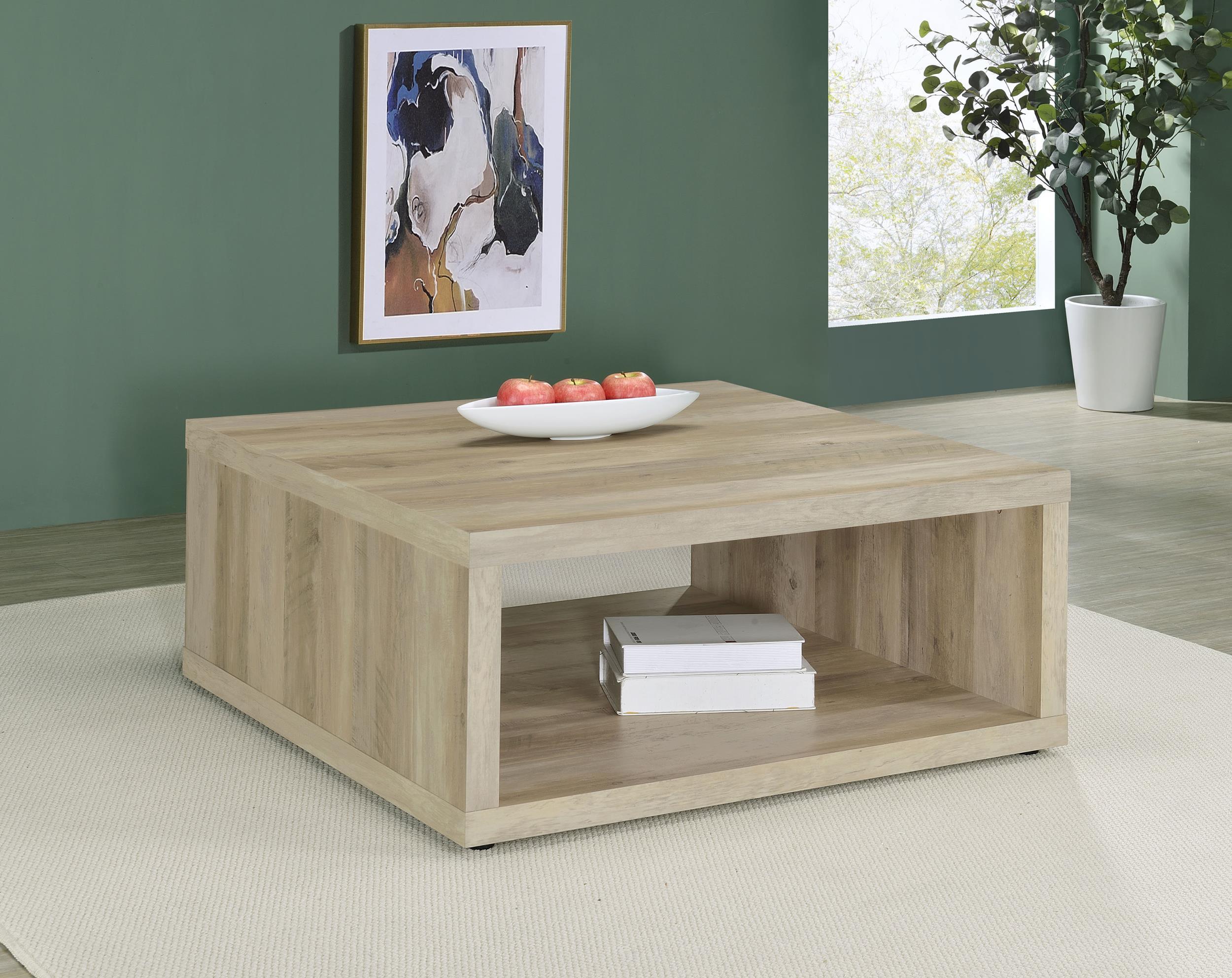 Frisco Square Wood Coffee Table Distressed Pine - Image 2