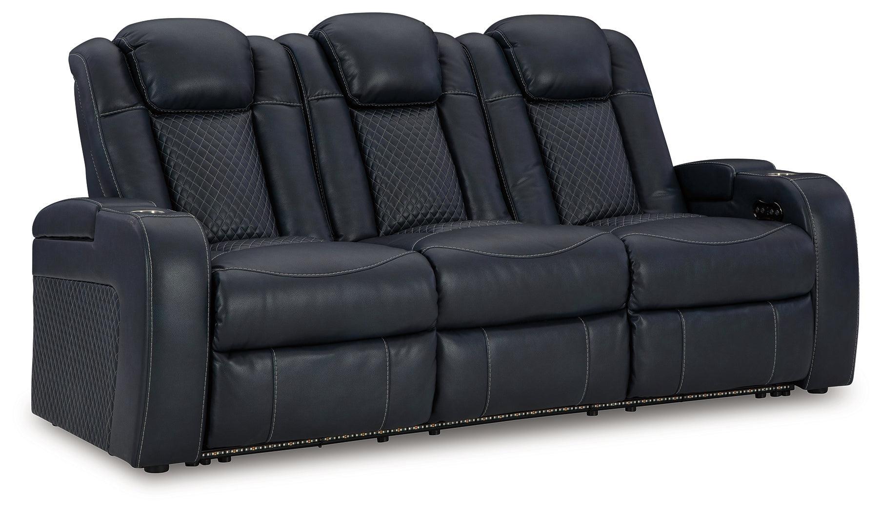 Fyne-dyme Sapphire Faux Leather Power Reclining Sofa - Image 2
