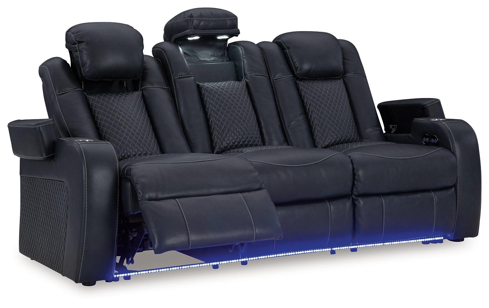 Fyne-dyme Sapphire Faux Leather Power Reclining Sofa - Image 3
