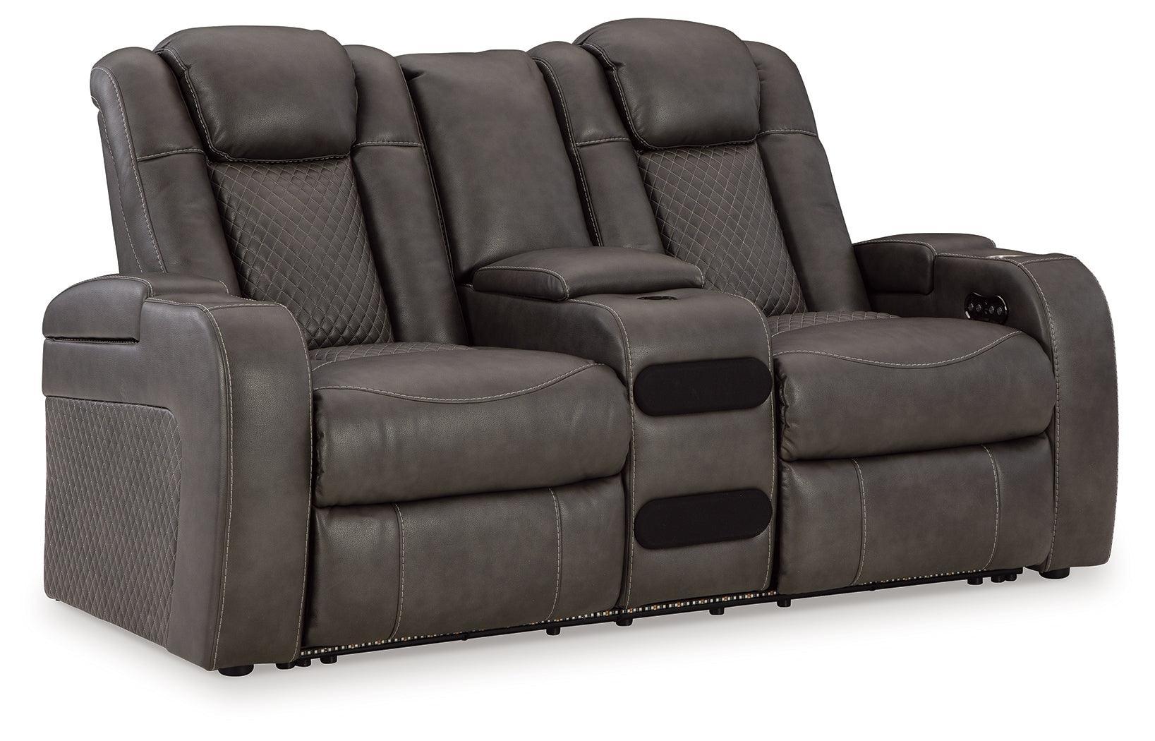 Fyne-dyme Shadow Faux Leather Power Reclining Loveseat With Console - Image 2