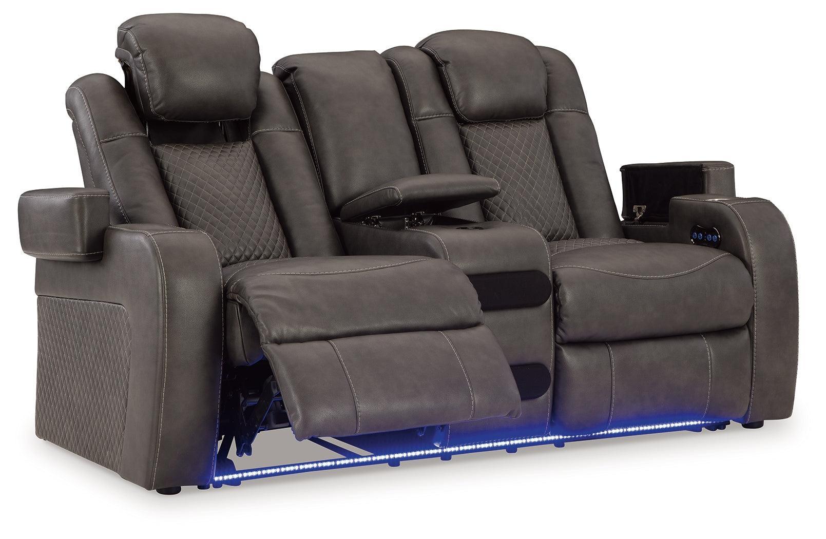 Fyne-dyme Shadow Faux Leather Power Reclining Loveseat With Console - Image 3