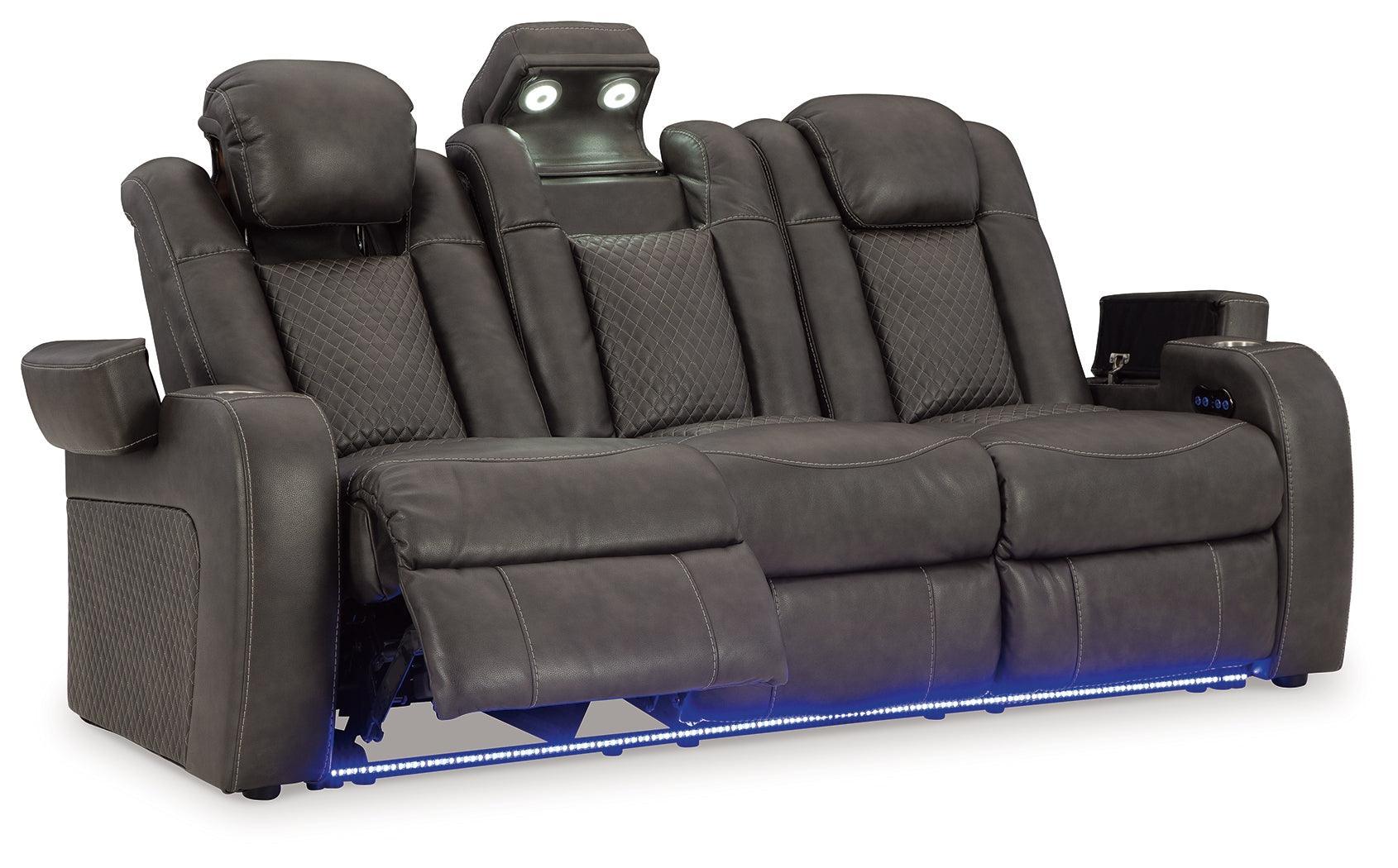 Fyne-dyme Shadow Faux Leather Power Reclining Sofa - Image 3
