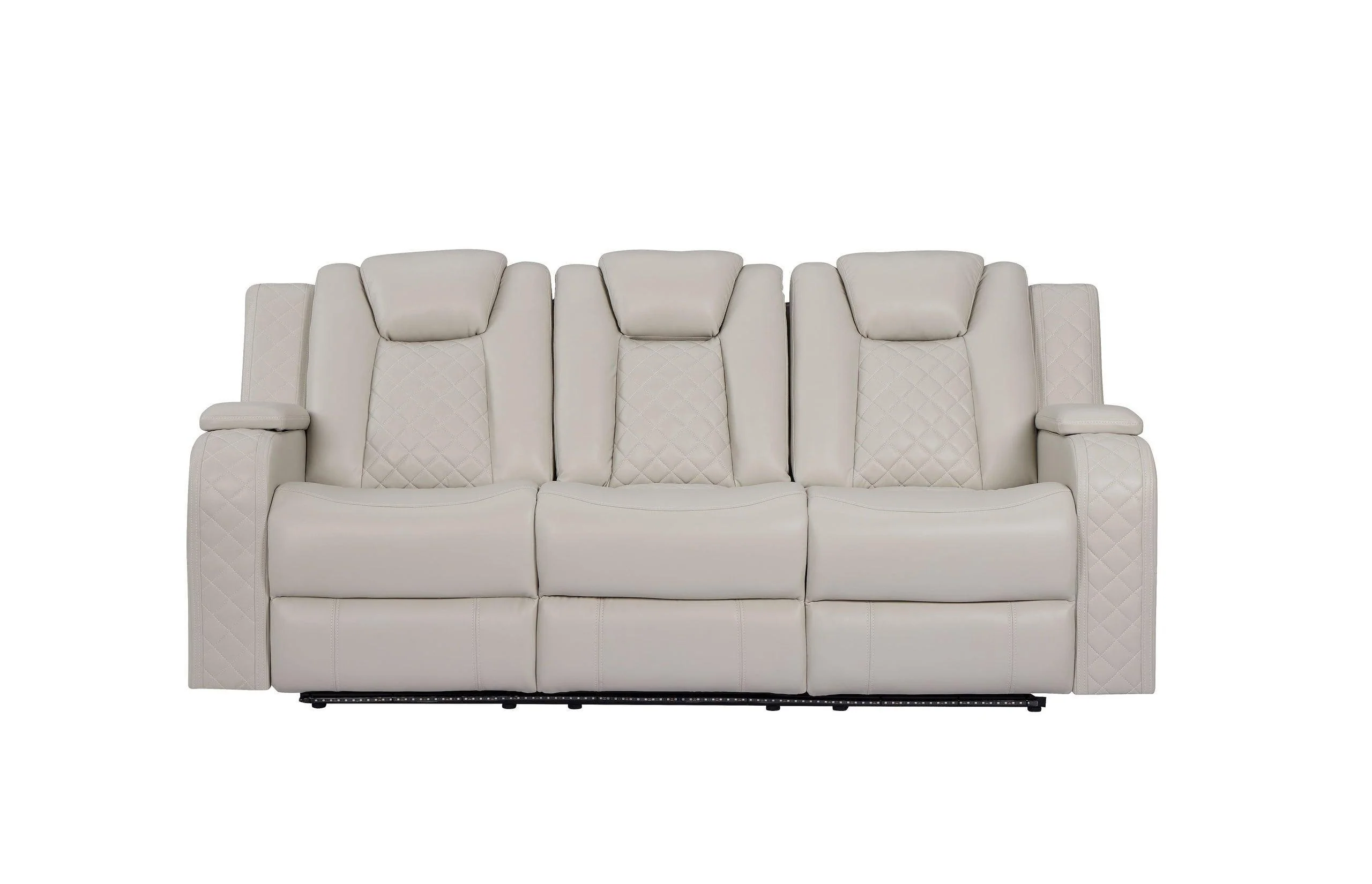 Galaxy Sand Faux Leather LED 3-Piece Power Reclining Set - Image 3