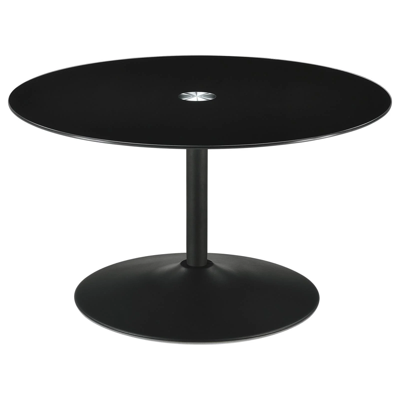 Ganso Round Metal Coffee Table With Tempered Glass Top Black - Image 1