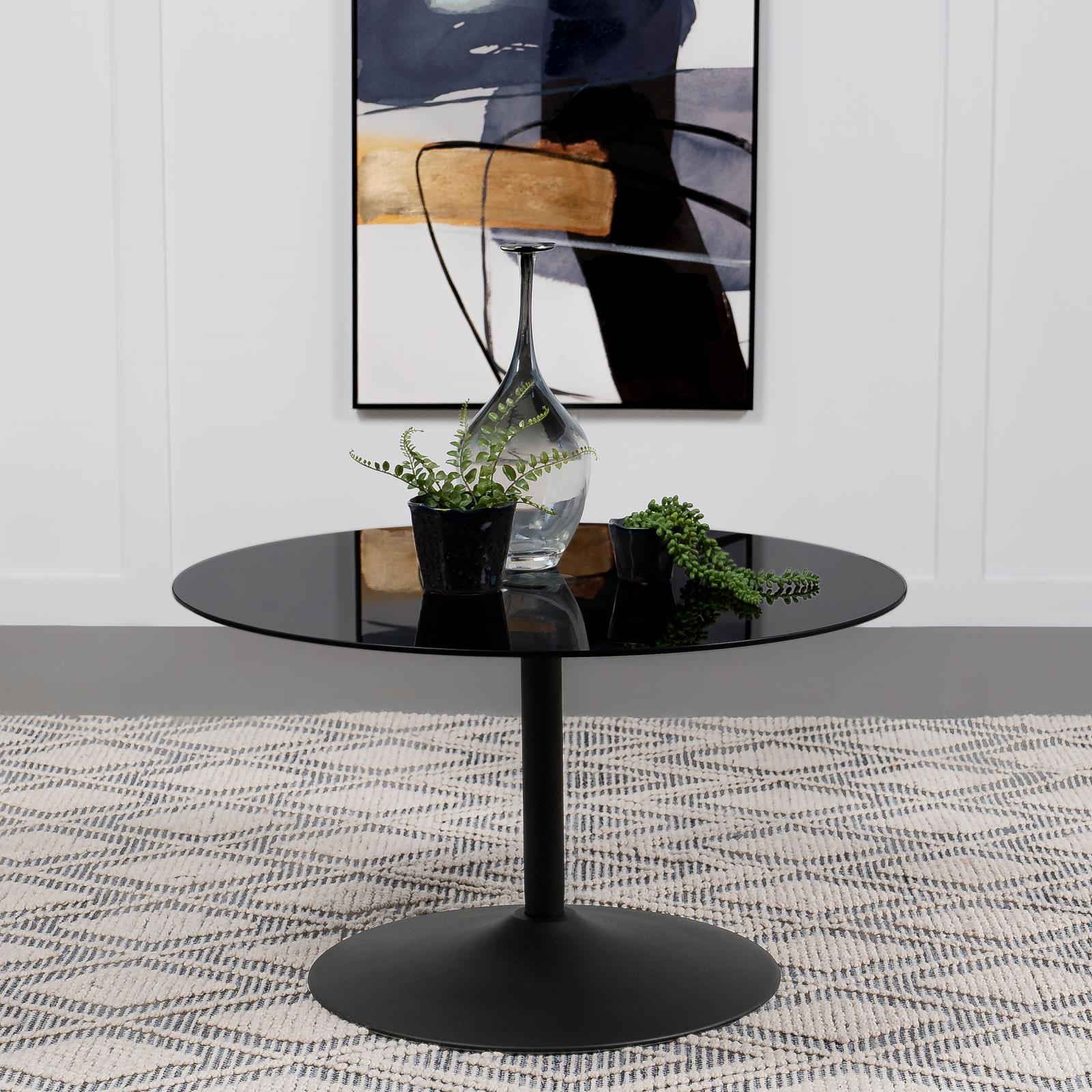Ganso Round Metal Coffee Table With Tempered Glass Top Black - Image 2
