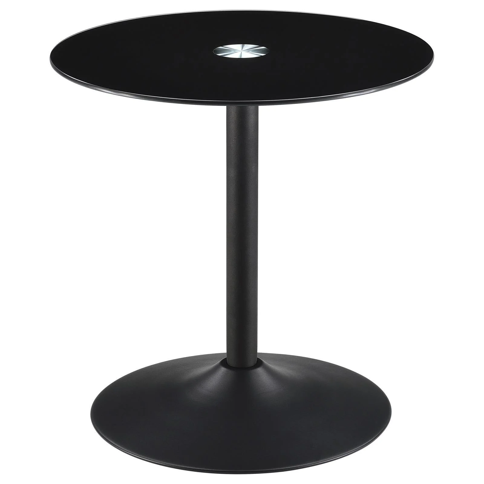 Ganso Round Metal End Table With Tempered Glass Top Black - Image 1