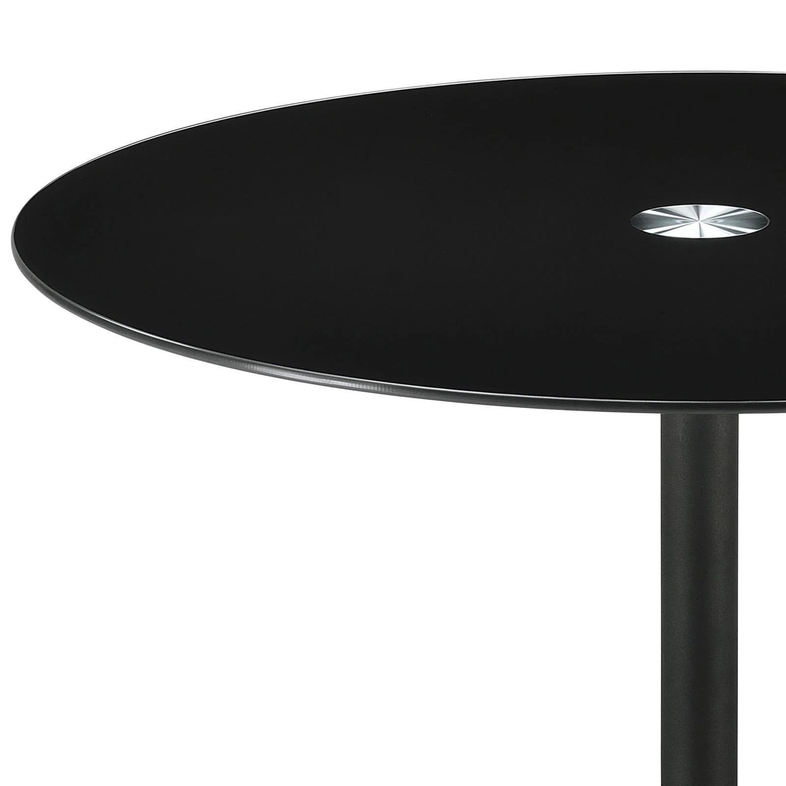 Ganso Round Metal End Table With Tempered Glass Top Black - Image 3