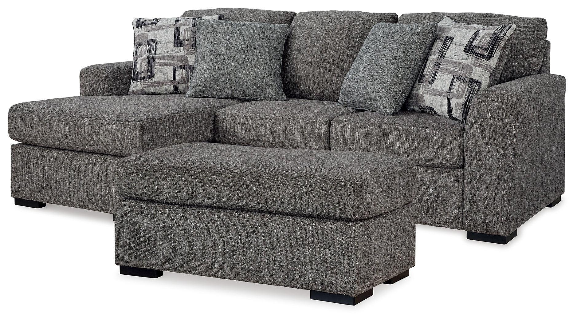 Gardiner Pewter Sofa Chaise With Ottoman - Image 2