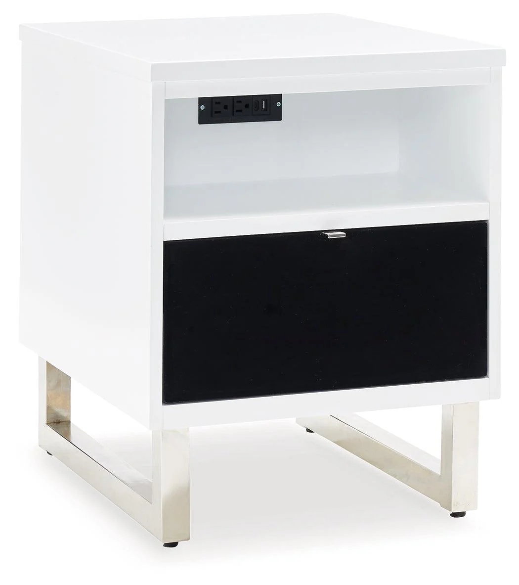 Gardoni White Black Chairside End Table - Image 2
