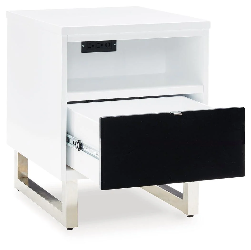 Gardoni White Black Chairside End Table - Image 3