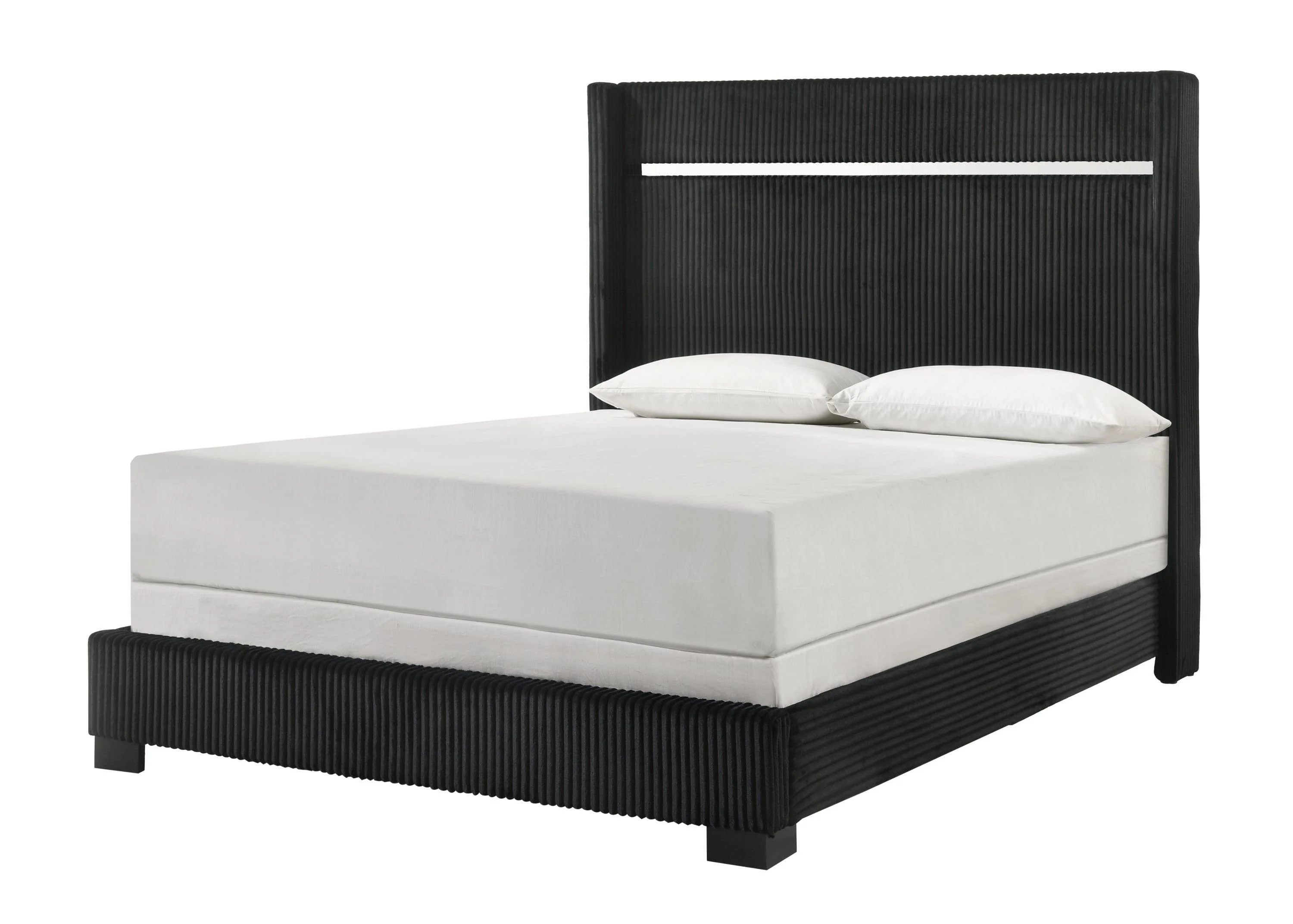 Gennro Black Velvet Upholstered Bedroom Set - Image 2