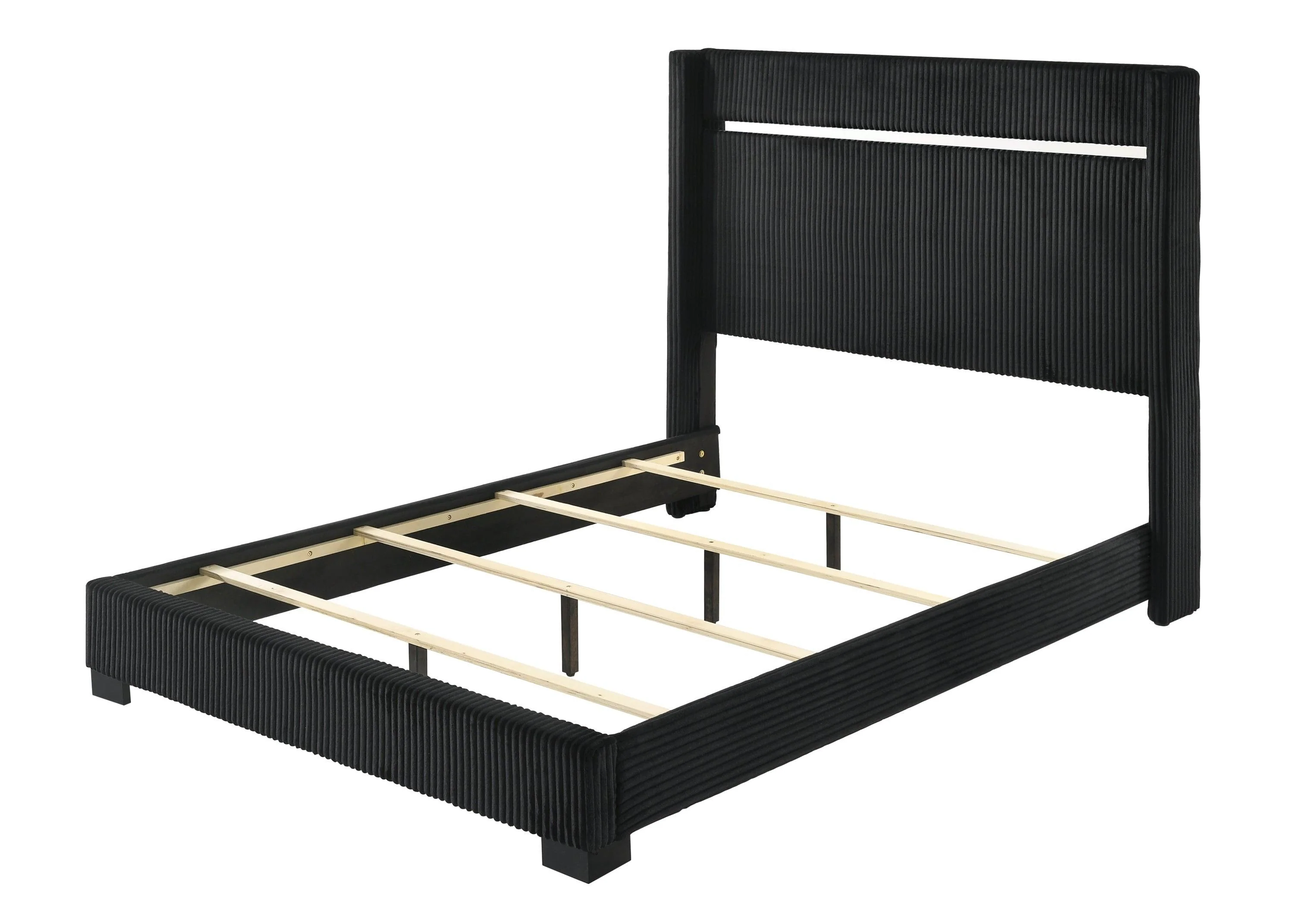 Gennro Black Velvet Upholstered King Bed - Image 3