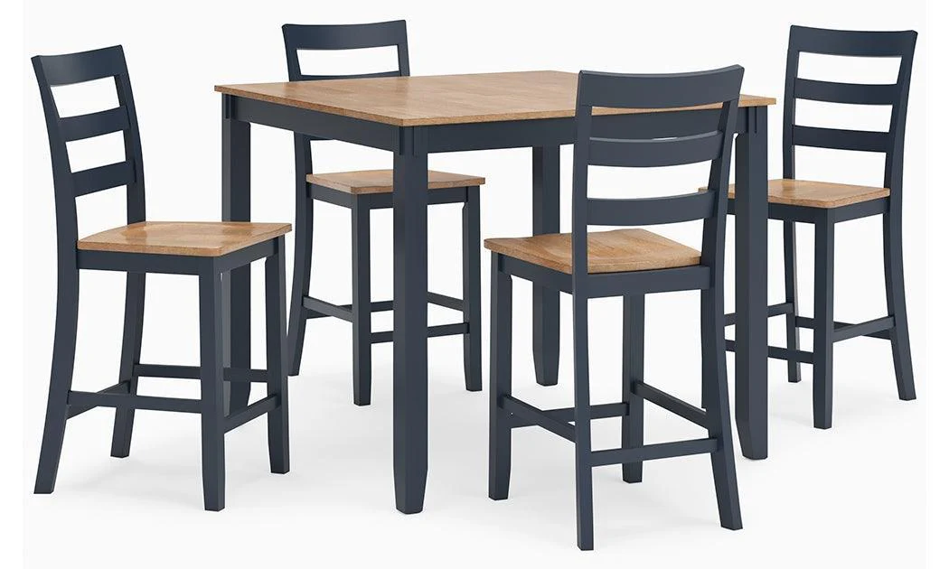 Gesthaven Natural Blue Counter Height Dining Table And 4 Barstools (Set of 5) - Image 2