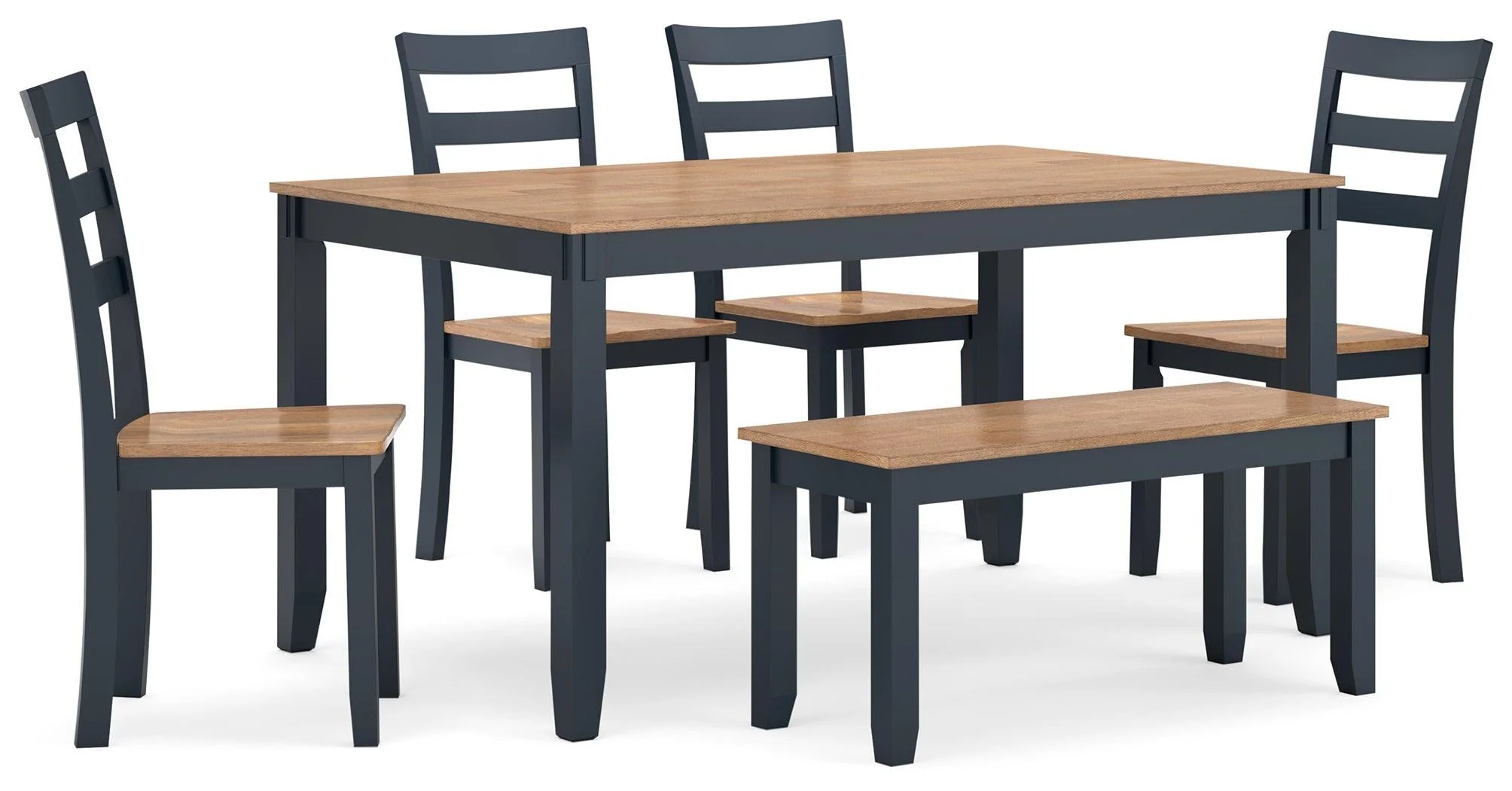 Gesthaven Natural Blue Dining Table With 4 Chairs And Bench (Set of 6) - Image 2
