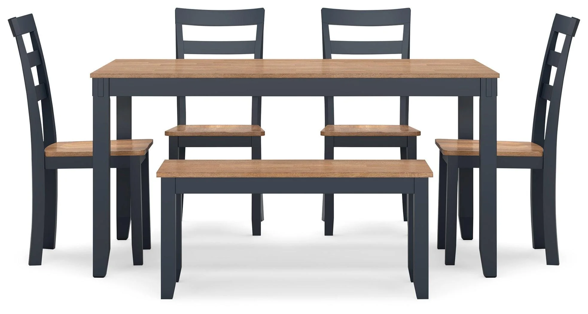 Gesthaven Natural Blue Dining Table With 4 Chairs And Bench (Set of 6) - Image 3