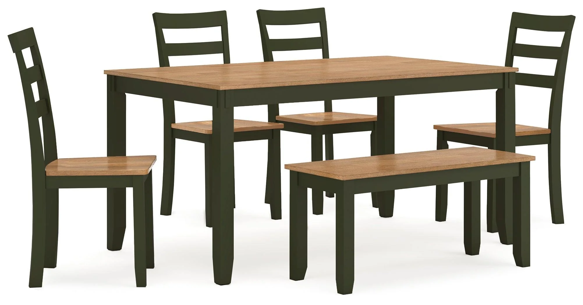 Gesthaven Natural Green Dining Table With 4 Chairs And Bench (Set of 6) - Image 2