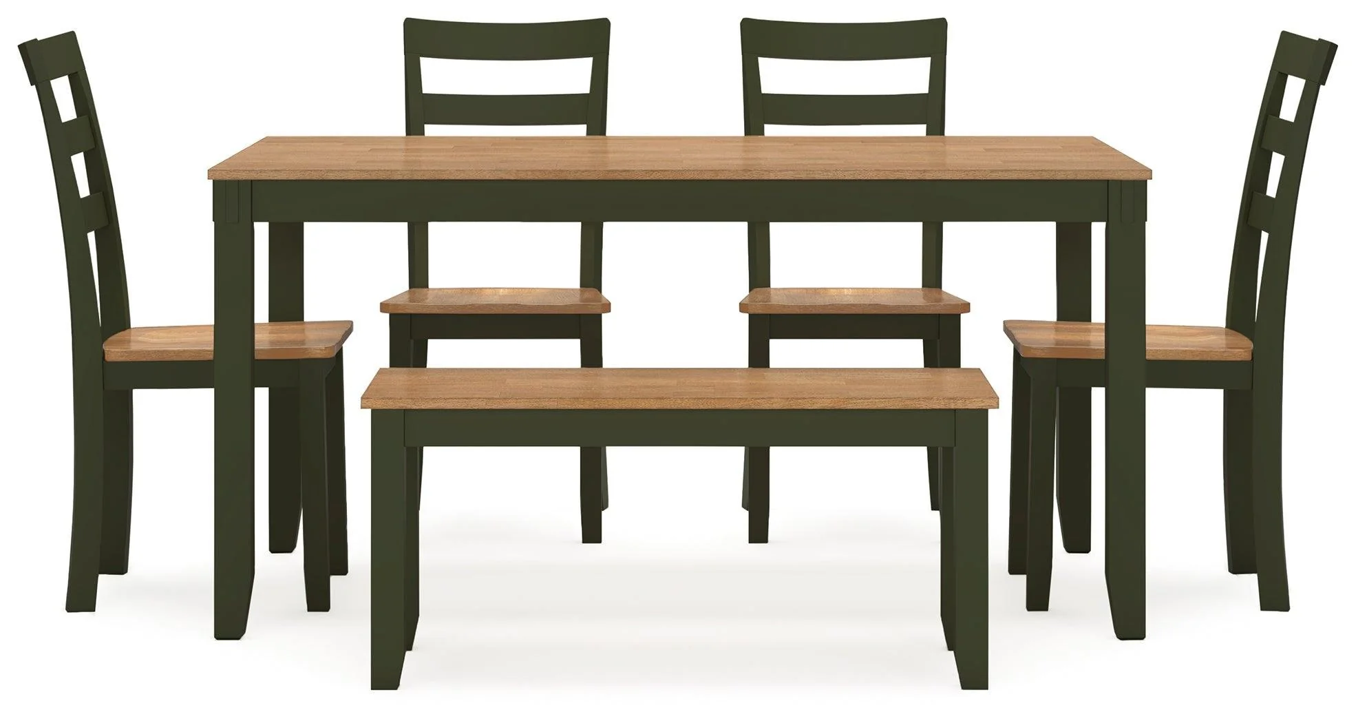 Gesthaven Natural Green Dining Table With 4 Chairs And Bench (Set of 6) - Image 3