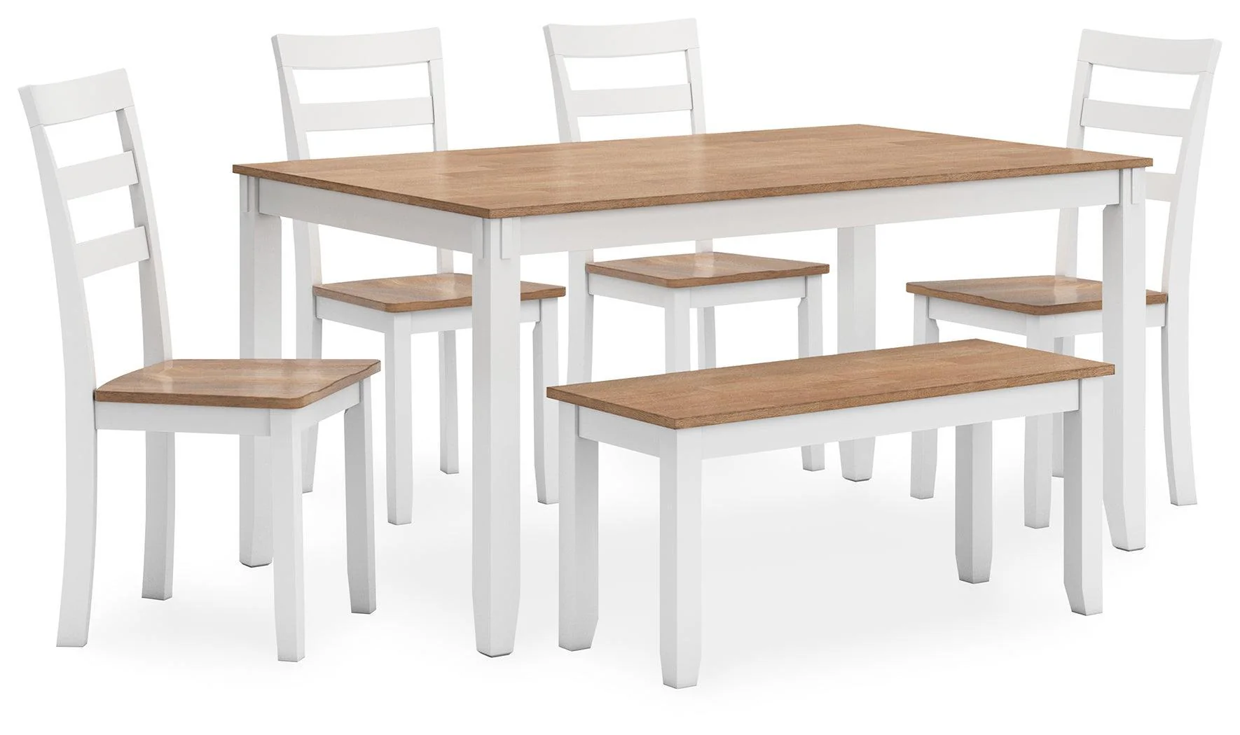 Gesthaven Natural White Dining Table With 4 Chairs And Bench (Set of 6) - Image 2