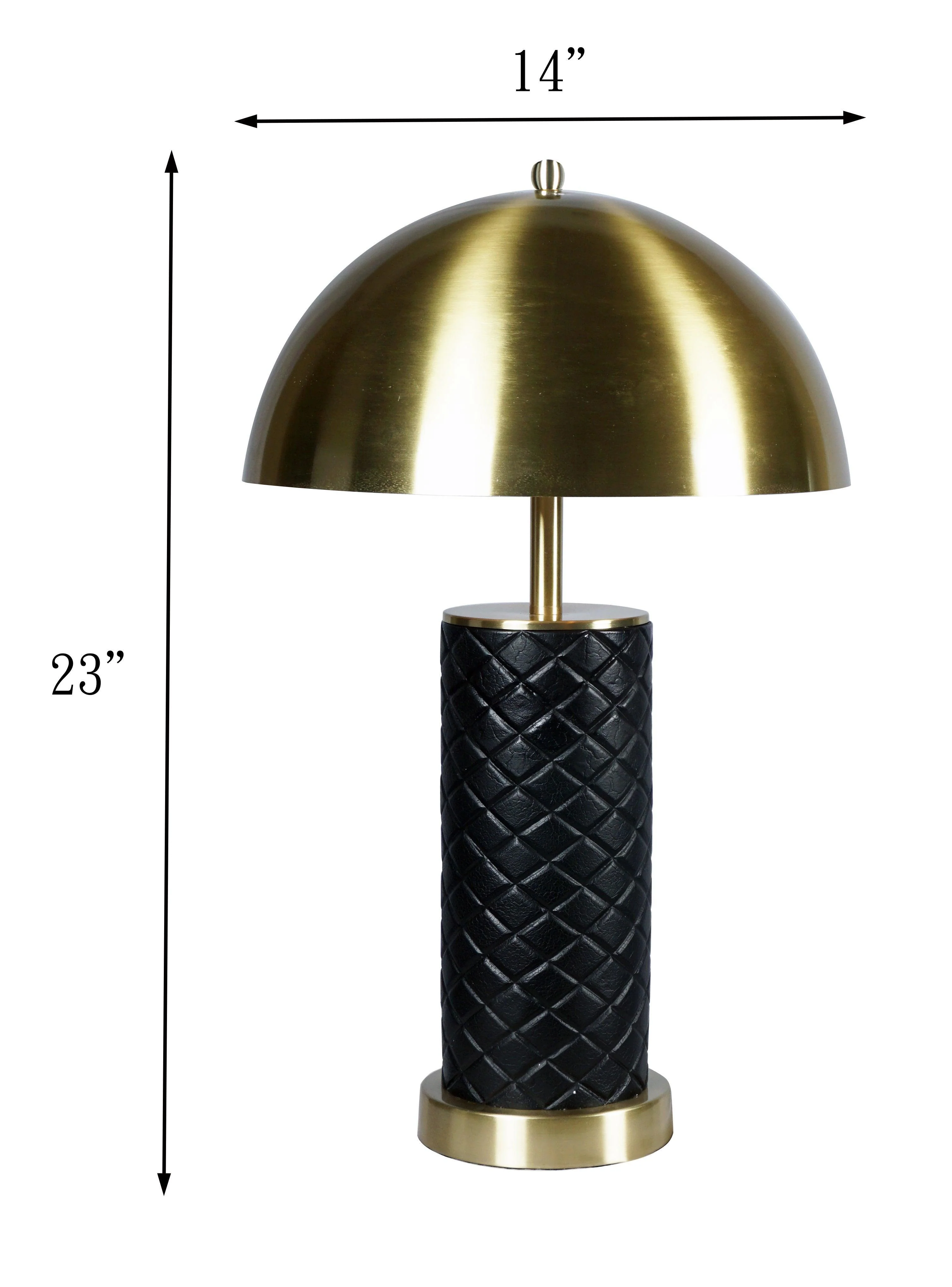 Gold Black Leather Table Lamp - Image 2