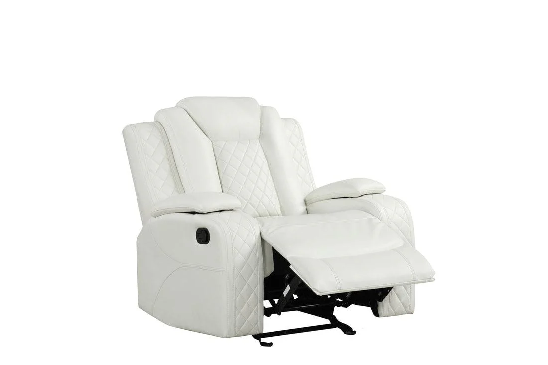 Luz White 3-Piece Reclining Set - Image 1