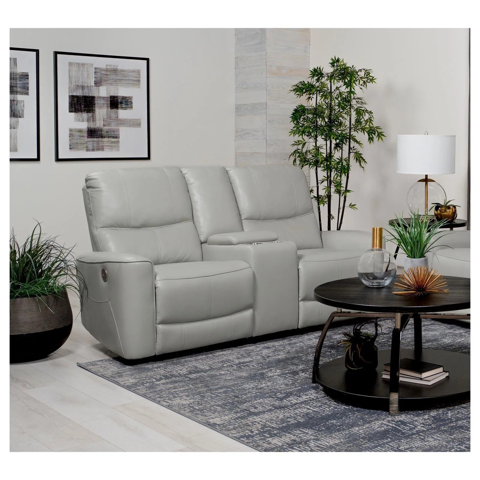 Greenfield Upholstered Power Reclining Loveseat With Console Ivory - Image 1