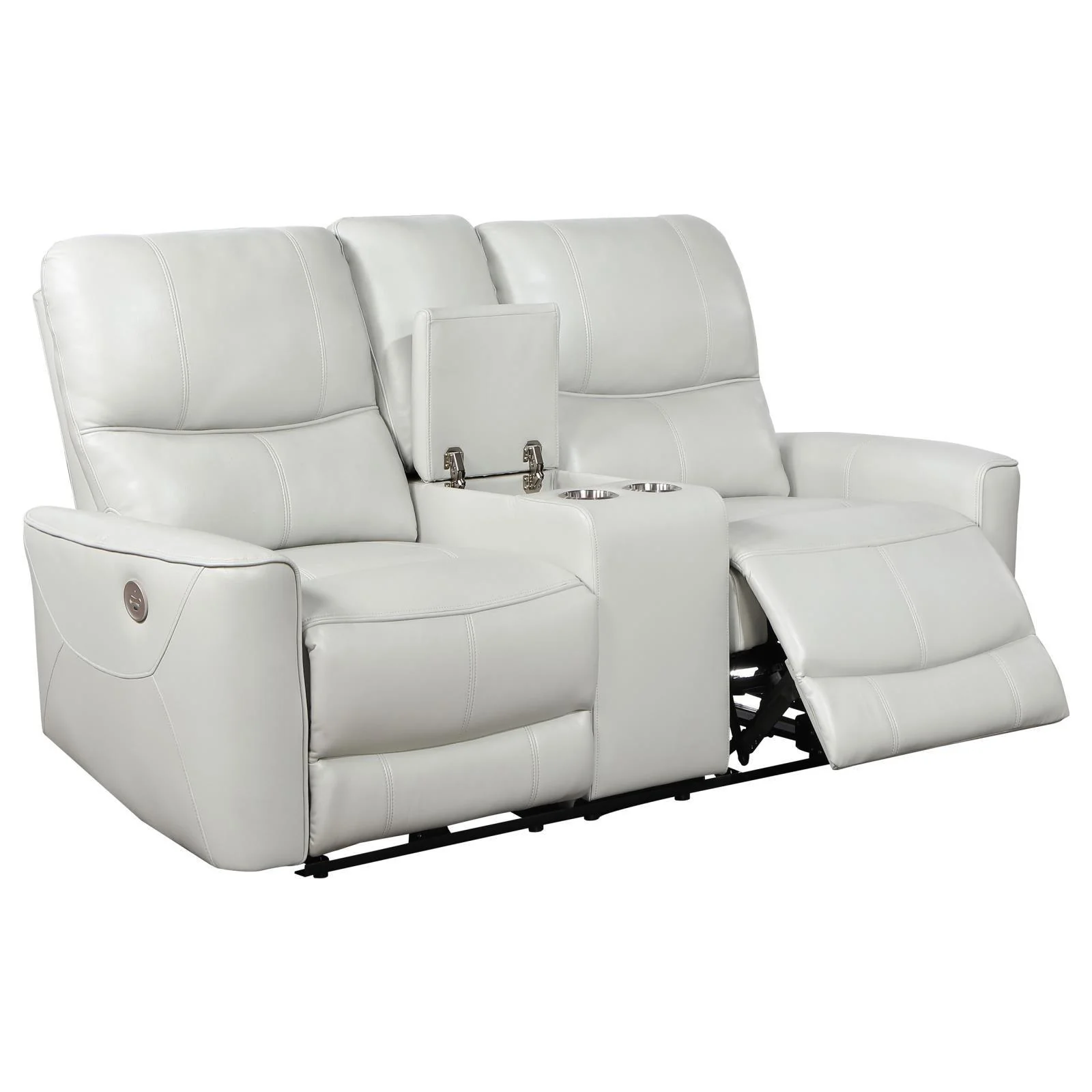 Greenfield Upholstered Power Reclining Loveseat With Console Ivory - Image 3