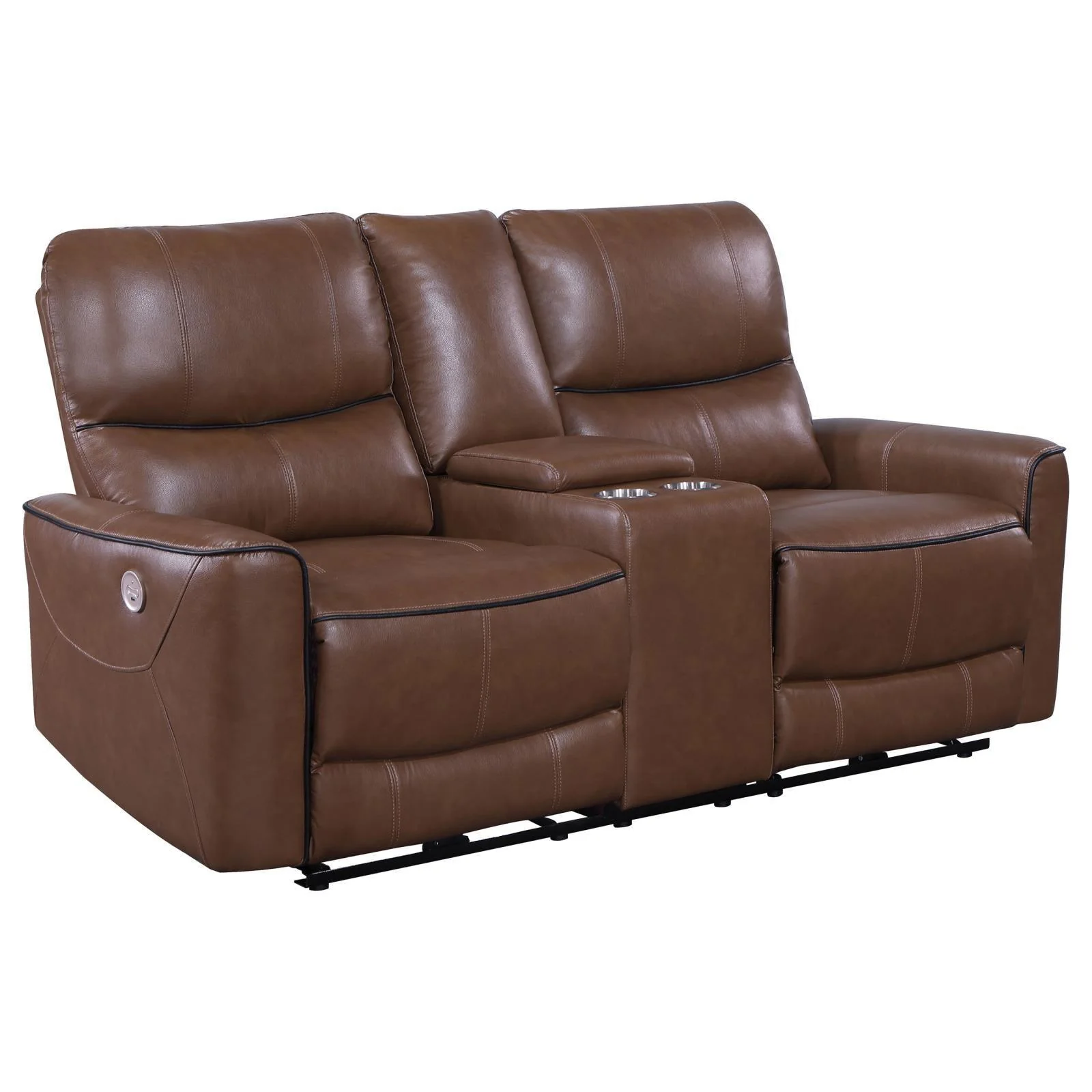 Greenfield Upholstered Power Reclining Loveseat With Console Saddle Brown - Image 2