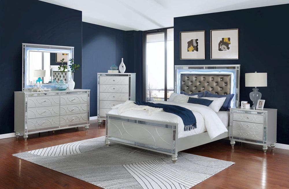 Gunnison Silver Metallic Panel With LED Lighting Bedroom Set - Image 1