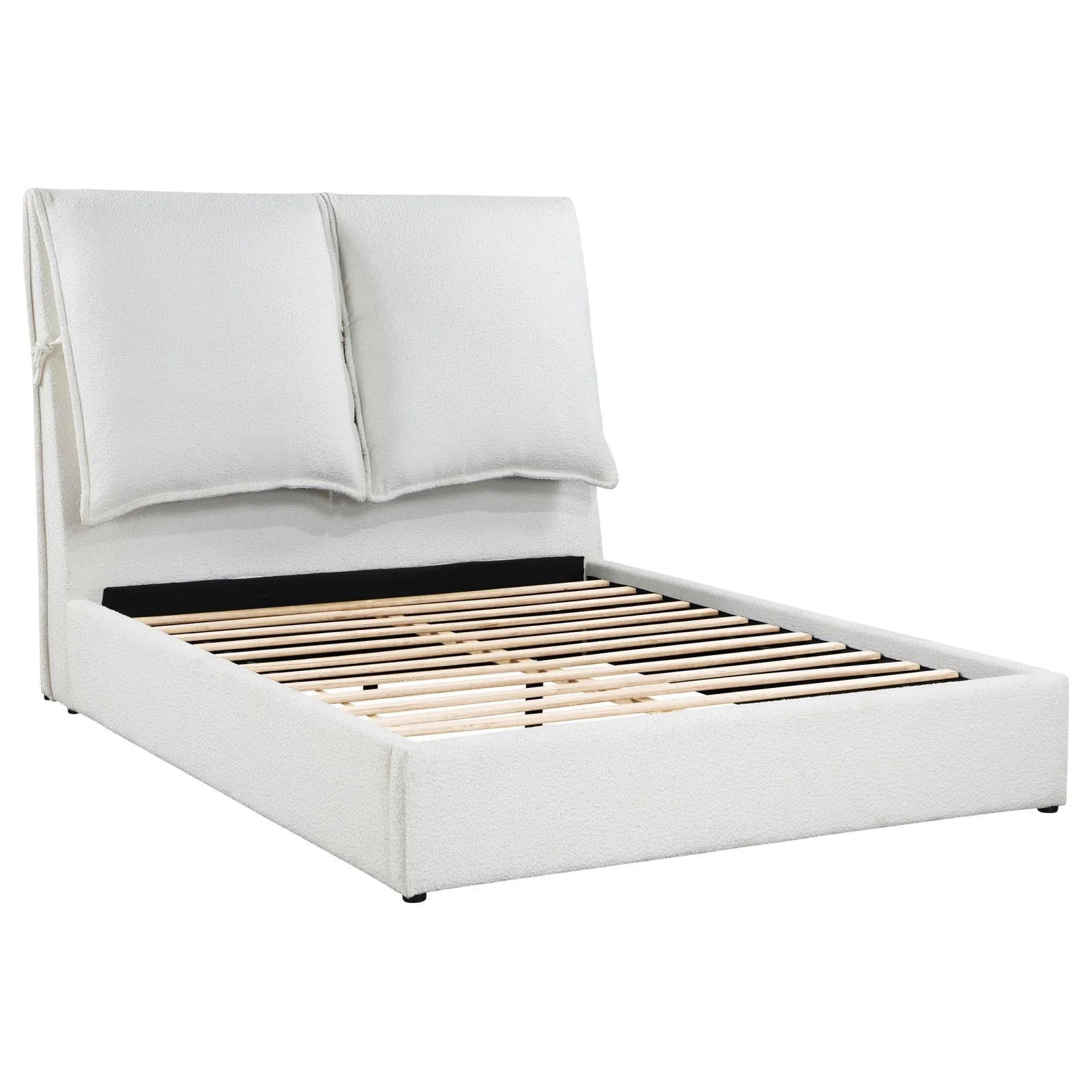 Gwendoline Upholstered Queen Platform Bed With Pillow Headboard White - Image 3