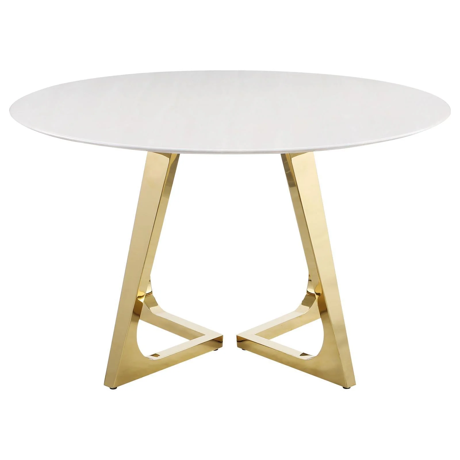 Gwynn Round Dining Table With Marble Top Stainless Steel Base White Gold - Image 3