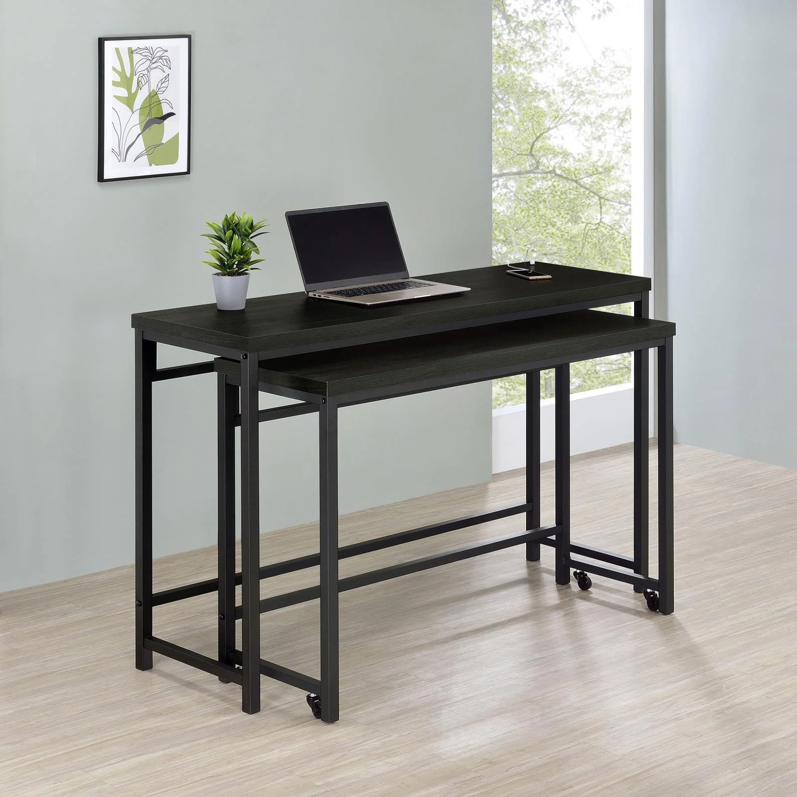 Hawes 4-Piece Multipurpose Counter Height Table Set Black - Image 2