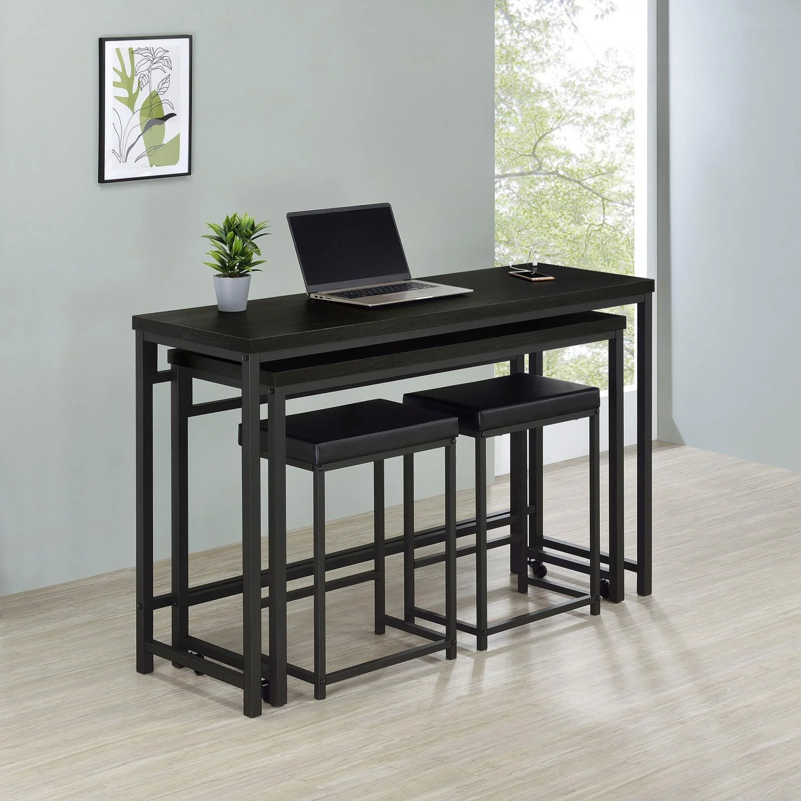 Hawes 4-Piece Multipurpose Counter Height Table Set Black - Image 3