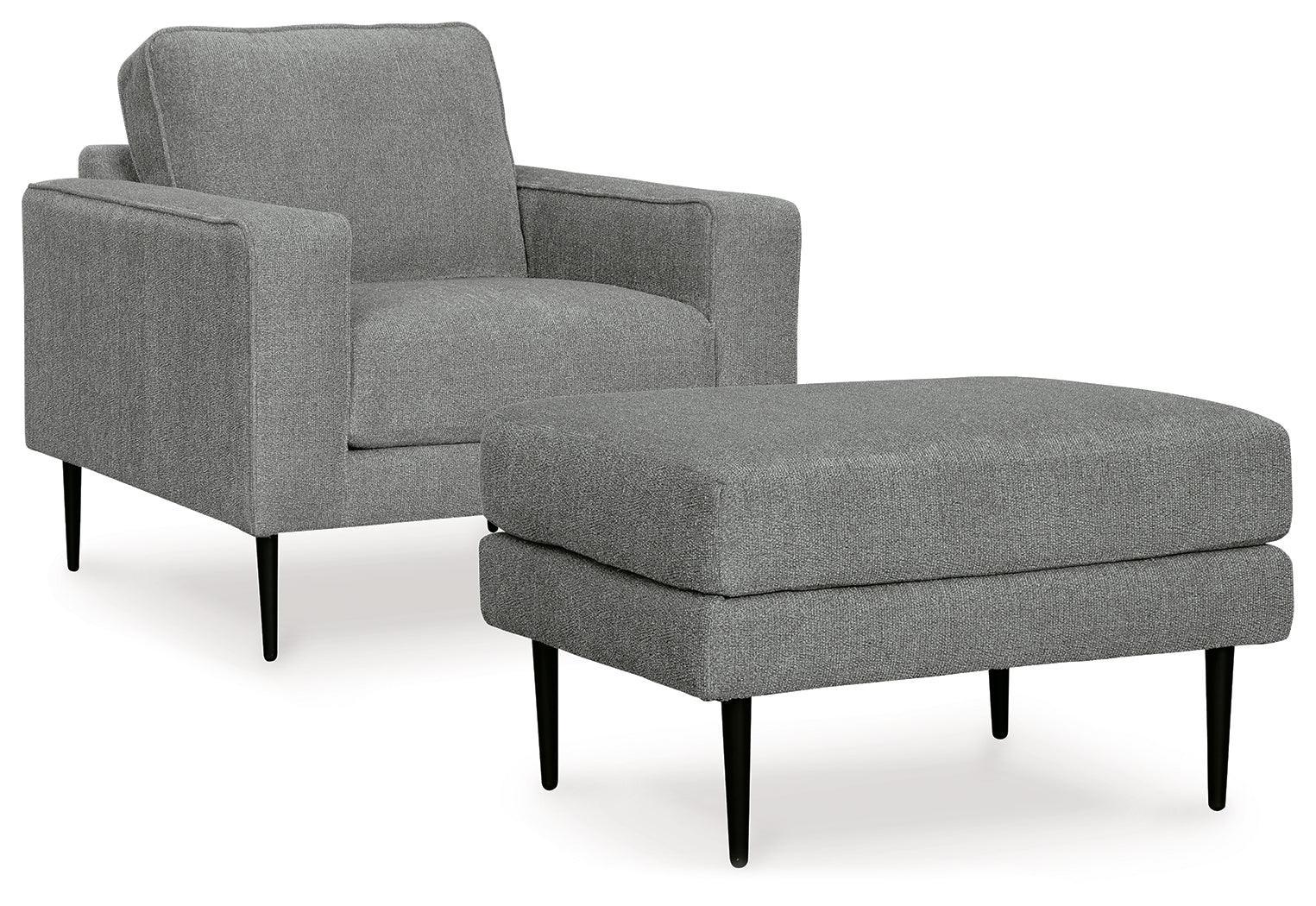 Hazela Charcoal Chair And Ottoman - Image 2