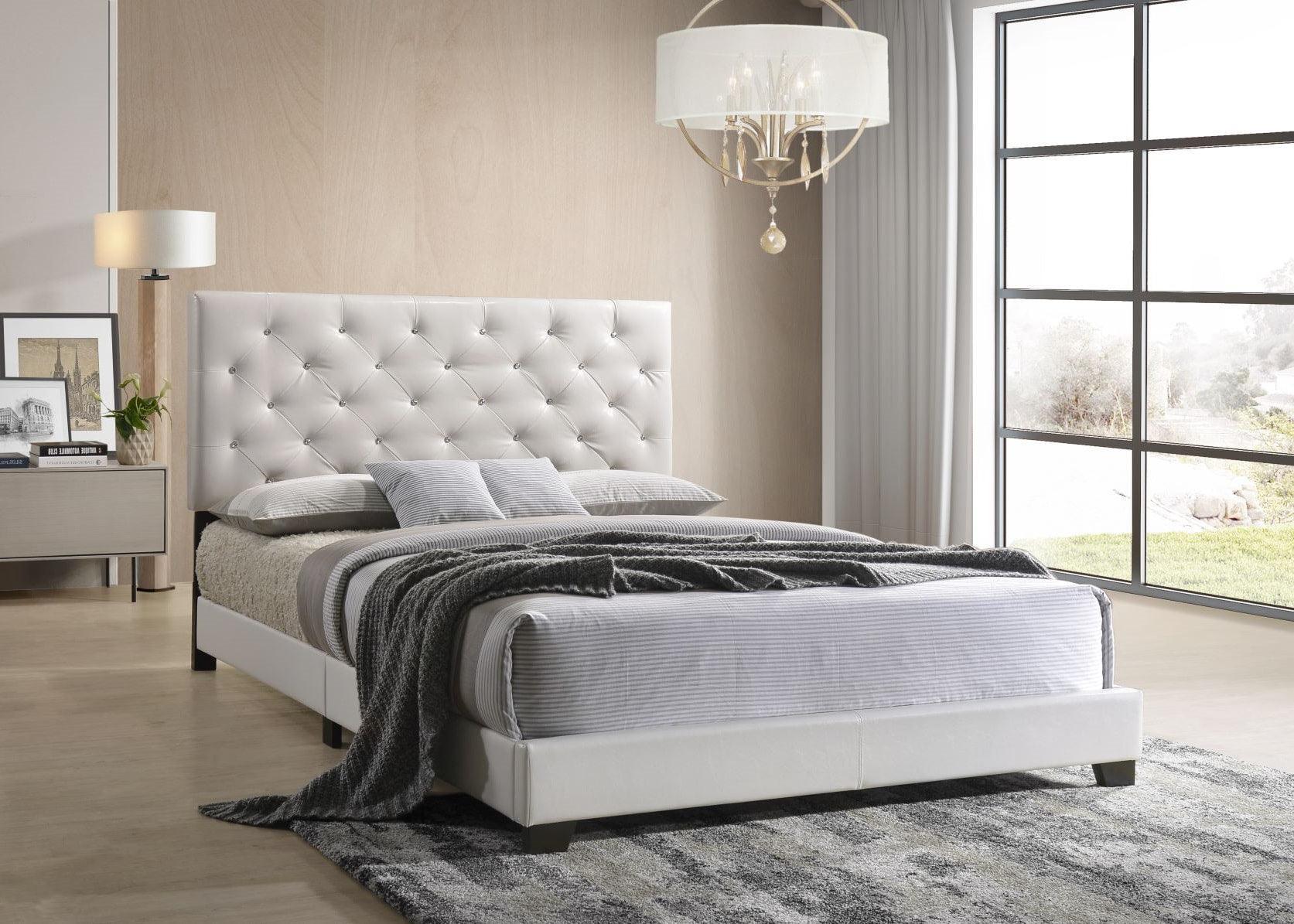 Homona White Upholstered Tufted Panel Full Bed - Image 1