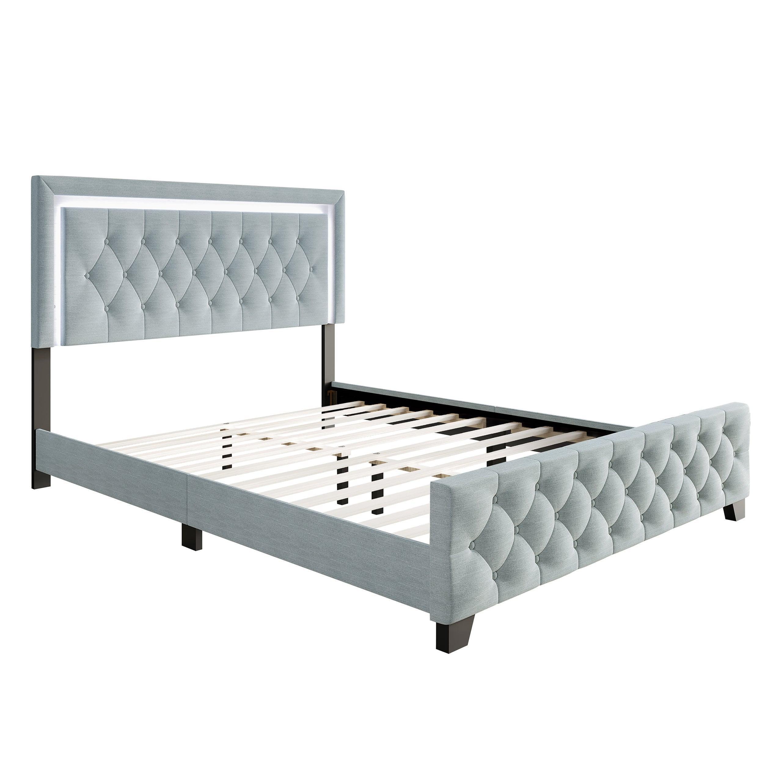 Oluma Taupe Upholstered Tufted Panel King Bed - Image 2