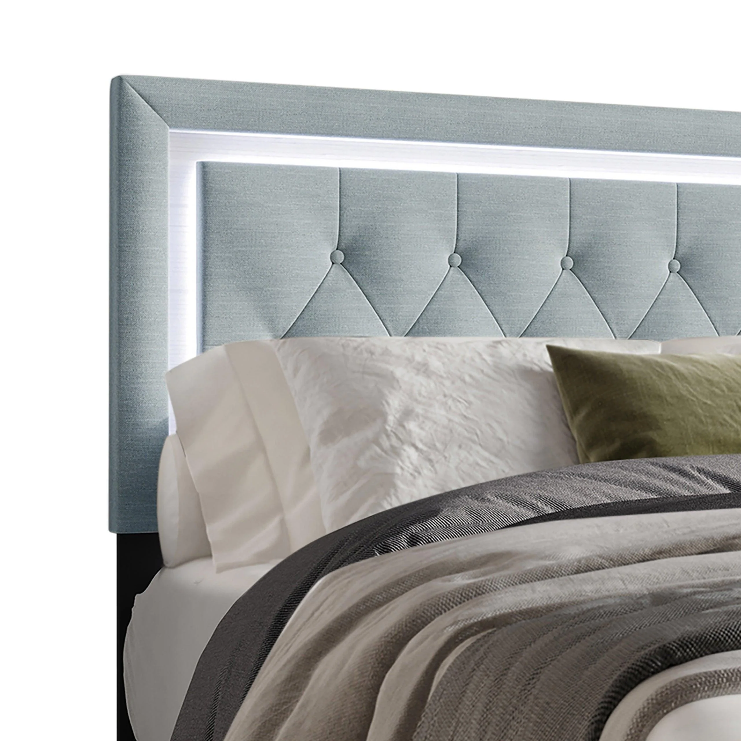 Oluma Taupe Upholstered Tufted Panel King Bed - Image 3