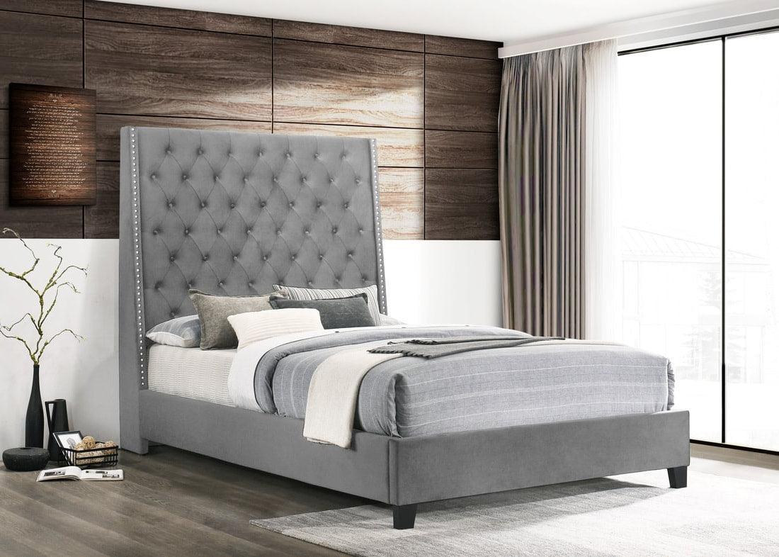 Olla Gray Tufted Upholstered King Bed - Image 1