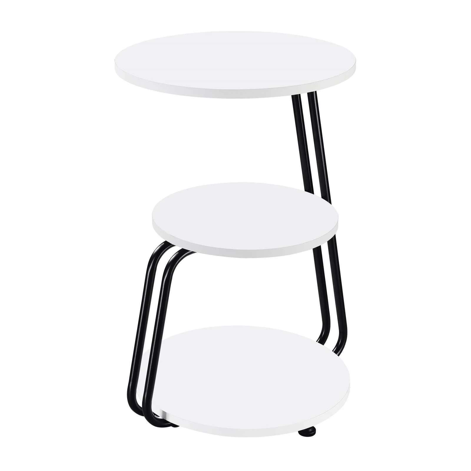 Hilly 3 tier Round Side Table White Black - Image 1