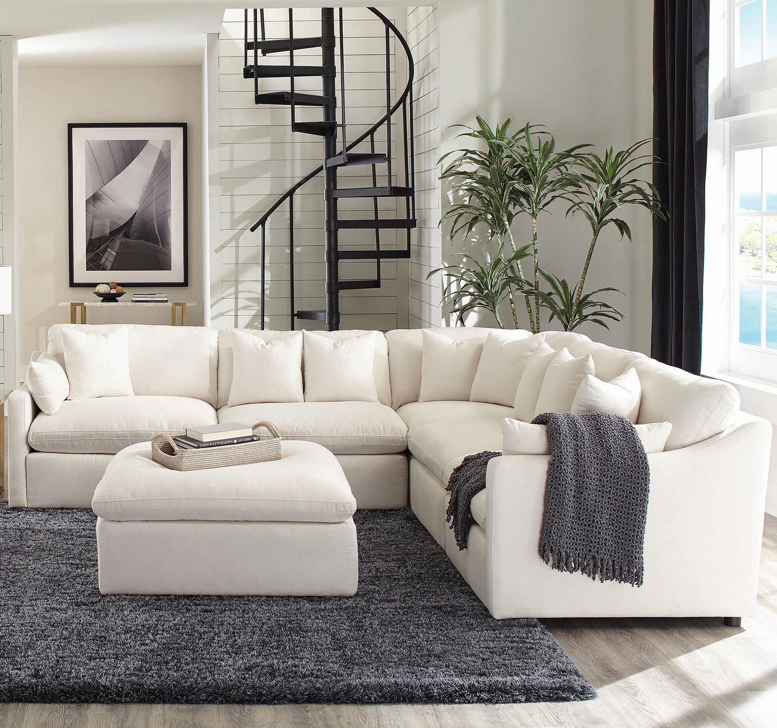 Hobson 6-Piece Upholstered Modular Sectional Sofa Ivory - Image 2