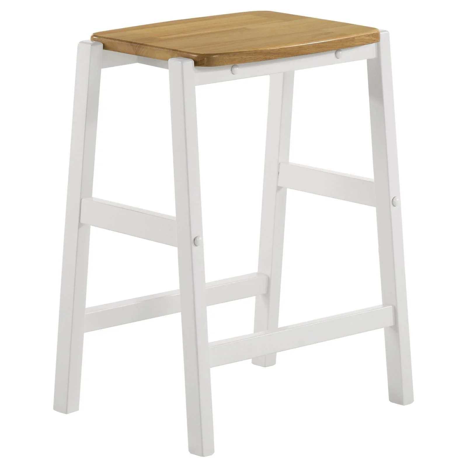 Hollis Wood Counter Height Backless Bar Stool Brown White (Set of 2) - Image 3