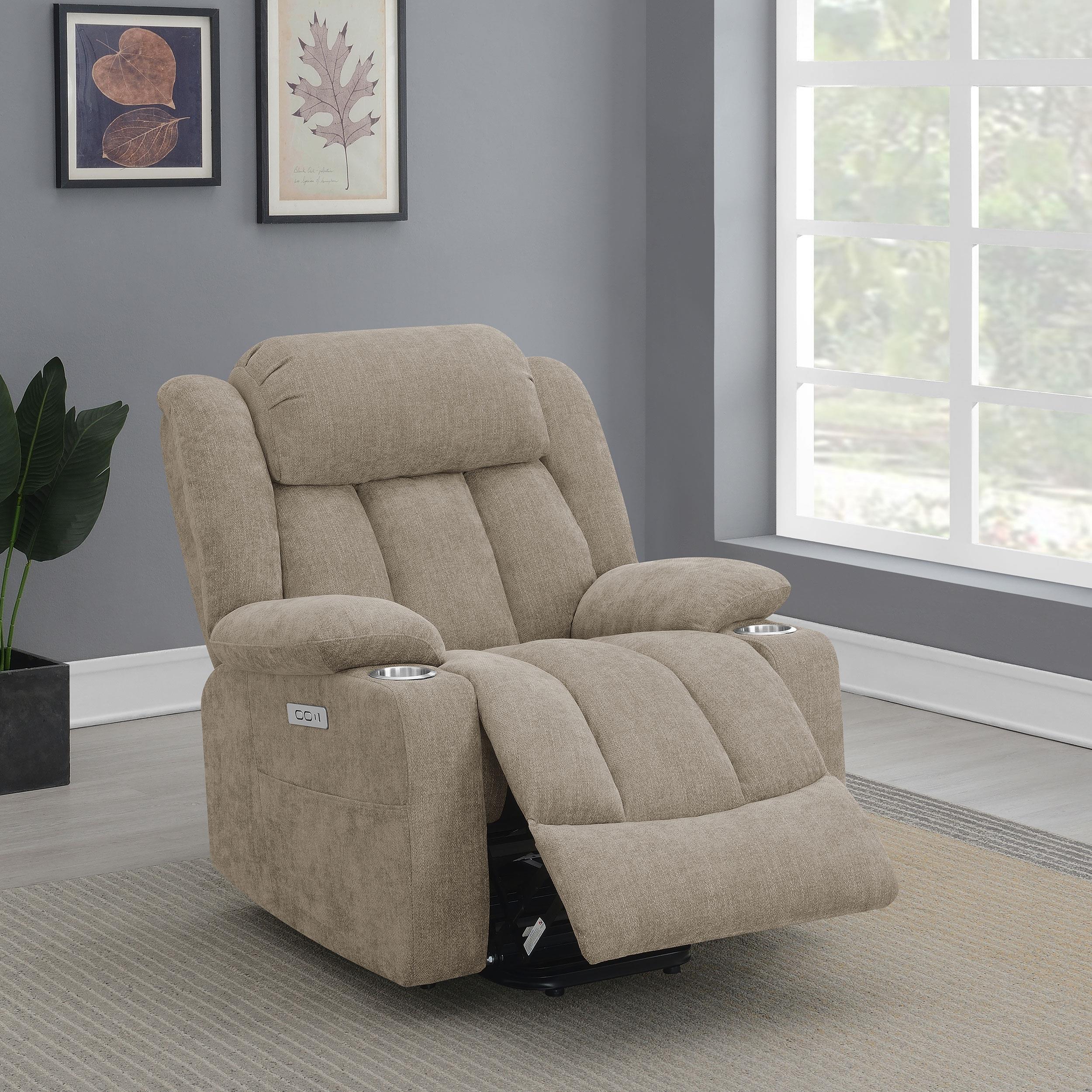 Houston Upholstered Power Lift Recliner Chair Camel - Image 3