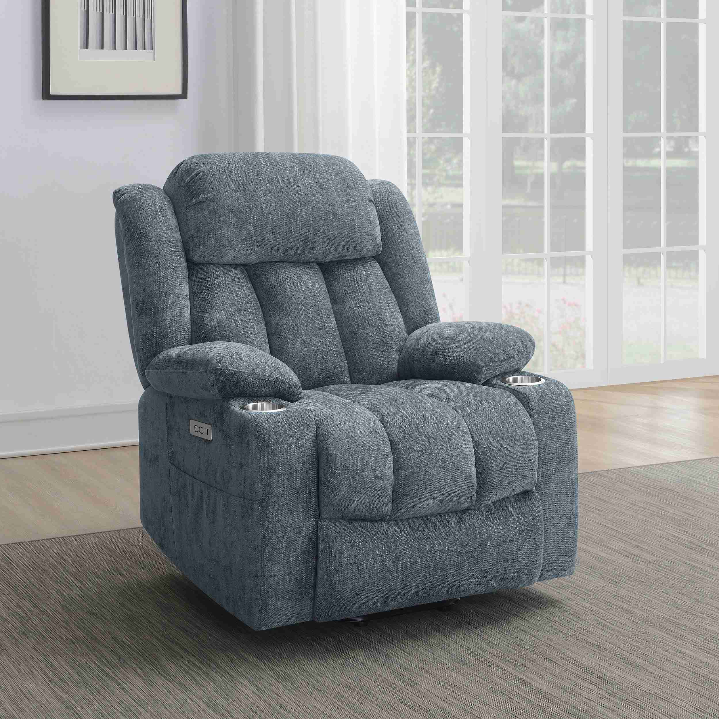 Houston Upholstered Power Lift Recliner Slate Blue - Image 2