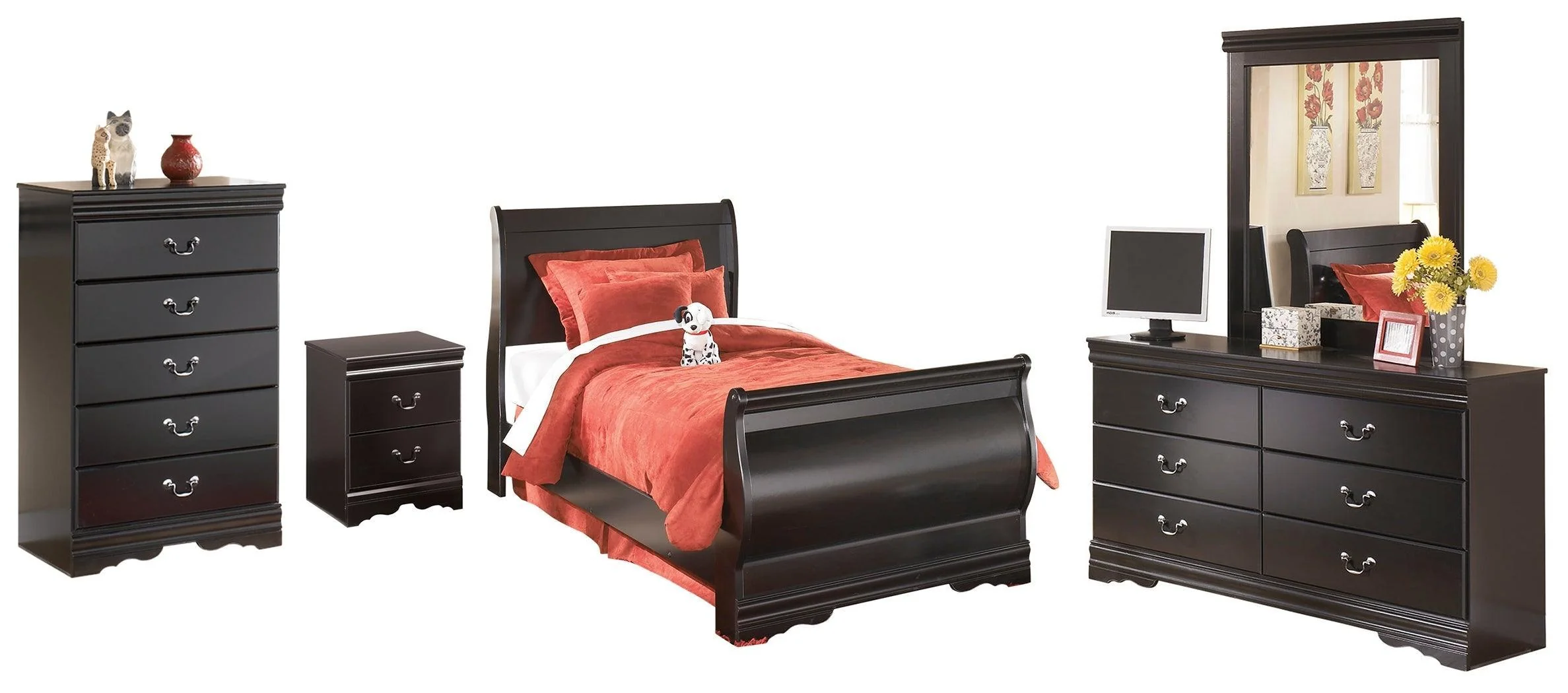 Huey Vineyard Black Sleigh Bedroom Set - Image 2