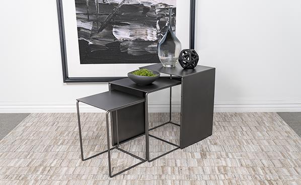 Imez 3-Piece Rectangular Metal Nesting Table Grey - Image 1