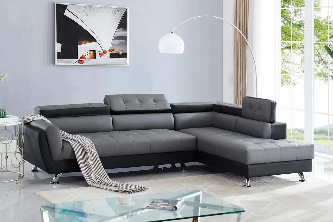 Izzi Gray Tufted 2-Piece Sectional - Image 1