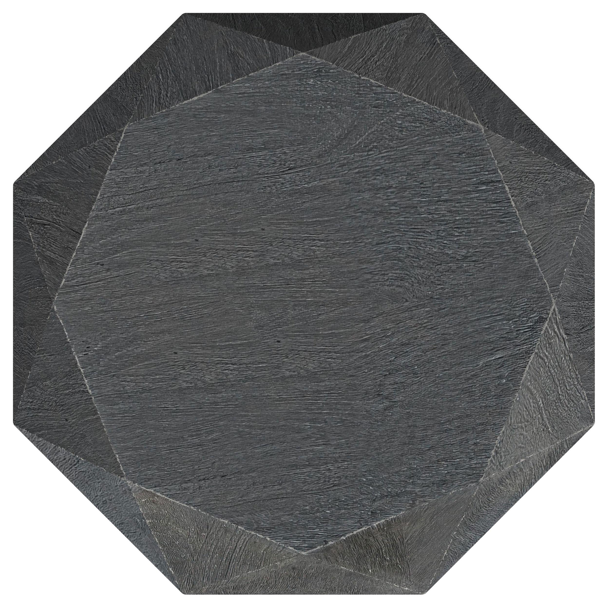 Jacinto Octagonal Solid Mango Wood Side Table Grey - Image 3