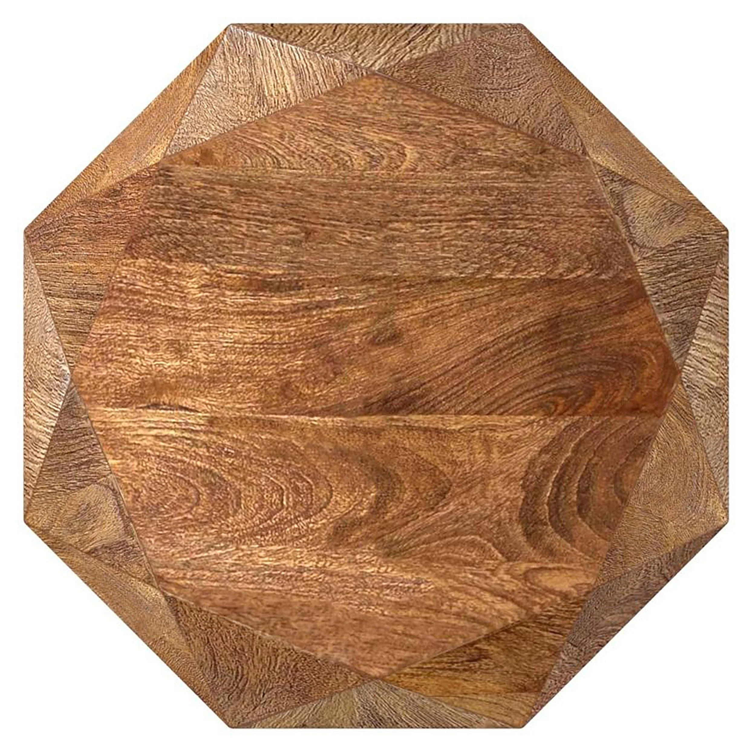 Jacinto Octagonal Solid Mango Wood Side Table Natural Brown - Image 3