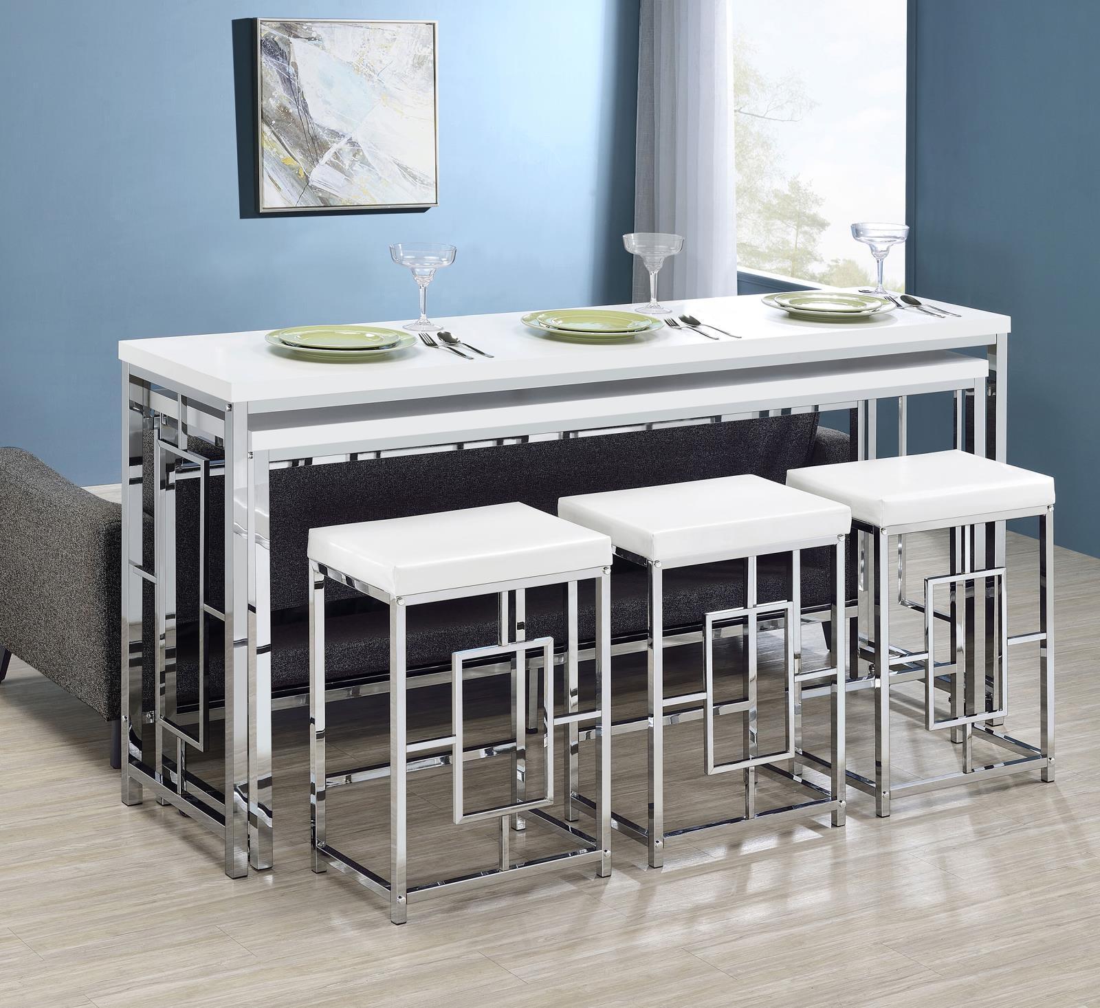 Jackson 5-Piece Multipurpose Counter Height Table Set White Chrome - Image 1